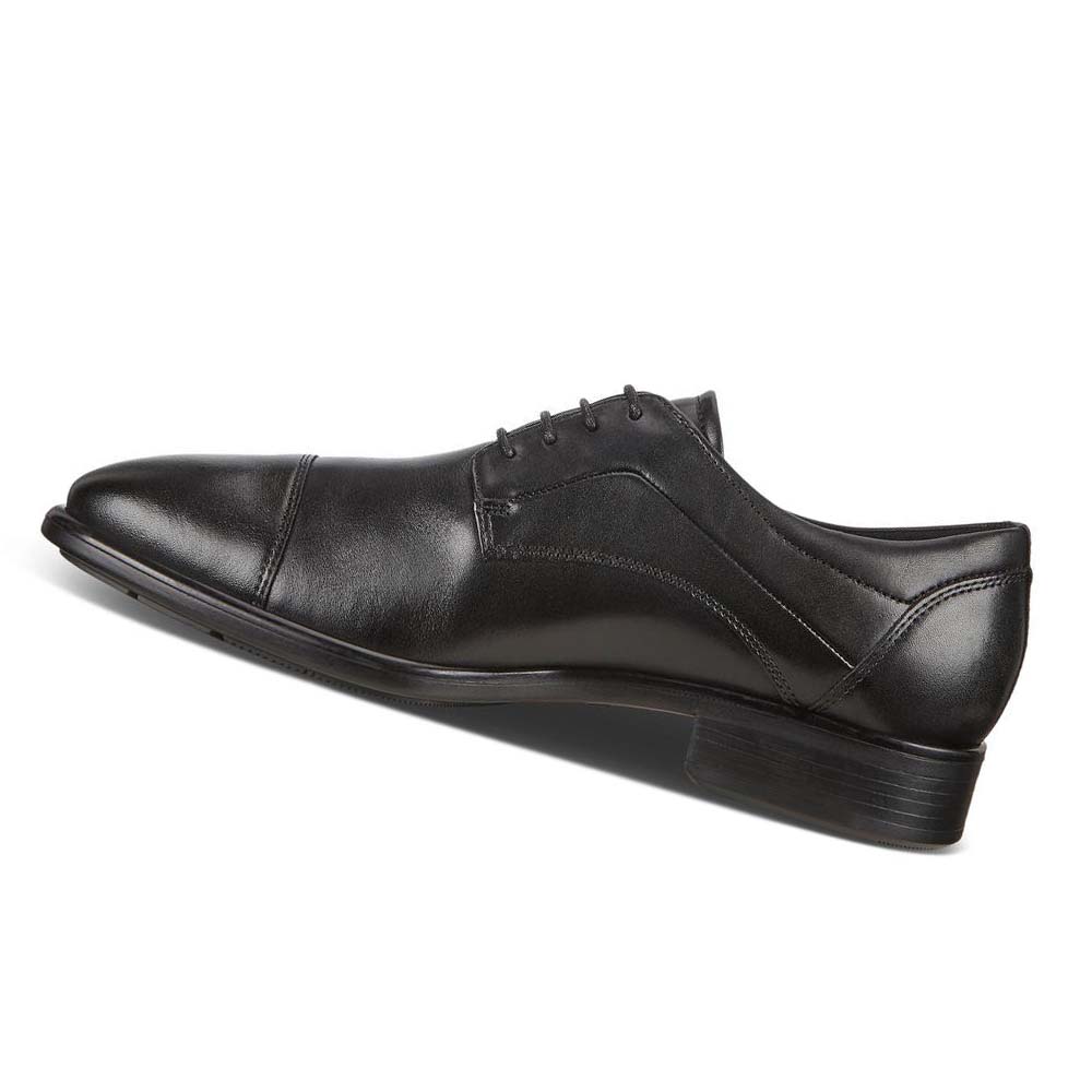 Men's Ecco Citytray Cap Toe Dress Shoes Black | USA 508NWY